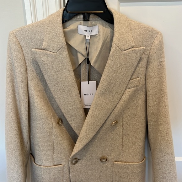 NWT Reiss Cream Beige Women's Double-Breasted Jacket - Picture 4 of 5